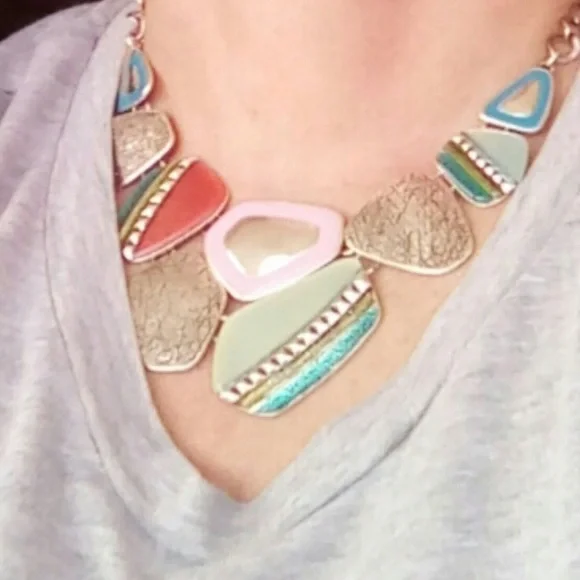 Boho Stone Metal Chain Statement Necklace - Picture 3 of 4